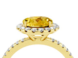 Yellow gold Round Cut Cut Diamond Floral Halo Engagement Ring with Pavé Band and Prong Setting_4