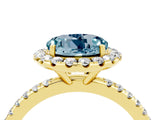 Yellow gold Round Cut Cut Diamond Floral Halo Engagement Ring with Pavé Band and Prong Setting_4