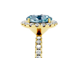 Yellow gold Round Cut Cut Diamond Floral Halo Engagement Ring with Pavé Band and Prong Setting_5