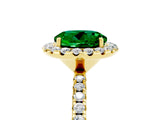 Yellow gold Round Cut Cut Diamond Floral Halo Engagement Ring with Pavé Band and Prong Setting_5