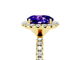 Yellow gold Round Cut Cut Diamond Floral Halo Engagement Ring with Pavé Band and Prong Setting_5