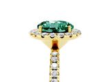Yellow gold Round Cut Cut Diamond Floral Halo Engagement Ring with Pavé Band and Prong Setting_5