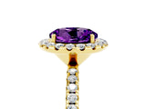 Yellow gold Round Cut Cut Diamond Floral Halo Engagement Ring with Pavé Band and Prong Setting_5