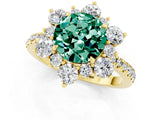 Yellow gold Round Cut Cut Diamond Floral Halo Pave Band with Prong Setting_1