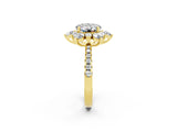 Yellow gold Round Cut Cut Diamond Floral Halo Pave Band with Prong Setting_2