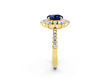 Yellow gold Round Cut Cut Diamond Floral Halo Pave Band with Prong Setting_2