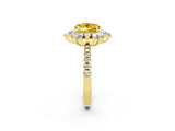 Yellow gold Round Cut Cut Diamond Floral Halo Pave Band with Prong Setting_2