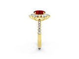 Yellow gold Round Cut Cut Diamond Floral Halo Pave Band with Prong Setting_2