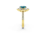 Yellow gold Round Cut Cut Diamond Floral Halo Pave Band with Prong Setting_2