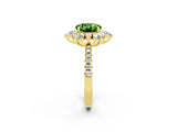 Yellow gold Round Cut Cut Diamond Floral Halo Pave Band with Prong Setting_2