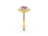 Yellow gold Round Cut Cut Diamond Floral Halo Pave Band with Prong Setting_2