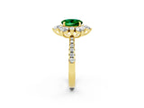 Yellow gold Round Cut Cut Diamond Floral Halo Pave Band with Prong Setting_2