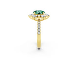 Yellow gold Round Cut Cut Diamond Floral Halo Pave Band with Prong Setting_2
