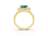 Yellow gold Round Cut Cut Diamond Floral Halo Pave Band with Prong Setting_3