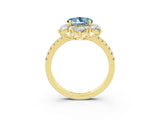 Yellow gold Round Cut Cut Diamond Floral Halo Pave Band with Prong Setting_3