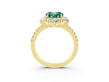 Yellow gold Round Cut Cut Diamond Floral Halo Pave Band with Prong Setting_3