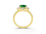 Yellow gold Round Cut Cut Diamond Floral Halo Pave Band with Prong Setting_3
