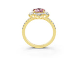 Yellow gold Round Cut Cut Diamond Floral Halo Pave Band with Prong Setting_3