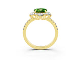 Yellow gold Round Cut Cut Diamond Floral Halo Pave Band with Prong Setting_3
