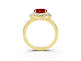 Yellow gold Round Cut Cut Diamond Floral Halo Pave Band with Prong Setting_3