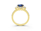 Yellow gold Round Cut Cut Diamond Floral Halo Pave Band with Prong Setting_3