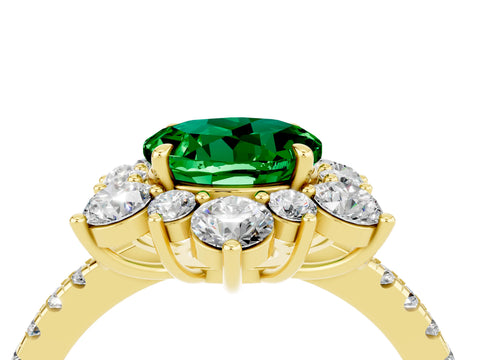 Yellow gold Round Cut Cut Diamond Floral Halo Pave Band with Prong Setting_4