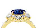 Yellow gold Round Cut Cut Diamond Floral Halo Pave Band with Prong Setting_4