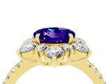 Yellow gold Round Cut Cut Diamond Floral Halo Pave Band with Prong Setting_4