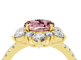 Yellow gold Round Cut Cut Diamond Floral Halo Pave Band with Prong Setting_4