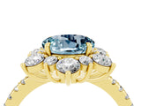 Yellow gold Round Cut Cut Diamond Floral Halo Pave Band with Prong Setting_4