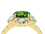 Yellow gold Round Cut Cut Diamond Floral Halo Pave Band with Prong Setting_4