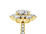 Yellow gold Round Cut Cut Diamond Floral Halo Pave Band with Prong Setting_5