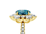 Yellow gold Round Cut Cut Diamond Floral Halo Pave Band with Prong Setting_5