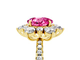 Yellow gold Round Cut Cut Diamond Floral Halo Pave Band with Prong Setting_5