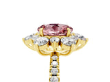 Yellow gold Round Cut Cut Diamond Floral Halo Pave Band with Prong Setting_5