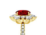 Yellow gold Round Cut Cut Diamond Floral Halo Pave Band with Prong Setting_5
