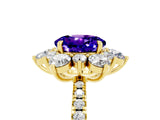 Yellow gold Round Cut Cut Diamond Floral Halo Pave Band with Prong Setting_5