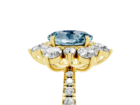 Yellow gold Round Cut Cut Diamond Floral Halo Pave Band with Prong Setting_5