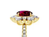 Yellow gold Round Cut Cut Diamond Floral Halo Pave Band with Prong Setting_5