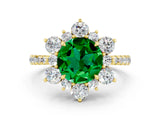 Yellow gold Round Cut Cut Diamond Floral Halo Pave Band with Prong Setting
