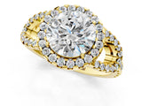 Yellow gold Round Cut Cut Diamond Halo Engagement Ring with Open Split Pavé Band_10