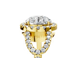 Yellow gold Round Cut Cut Diamond Halo Engagement Ring with Open Split Pavé Band_14