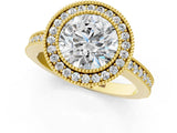 Yellow gold Round Cut-Cut Diamond Halo Engagement Ring with Pave Band and Prong Setting_10