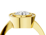Yellow gold Round Cut-Cut Diamond Halo Engagement Ring with Pave Band and Prong Setting_13