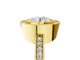 Yellow gold Round Cut-Cut Diamond Halo Engagement Ring with Pave Band and Prong Setting_14