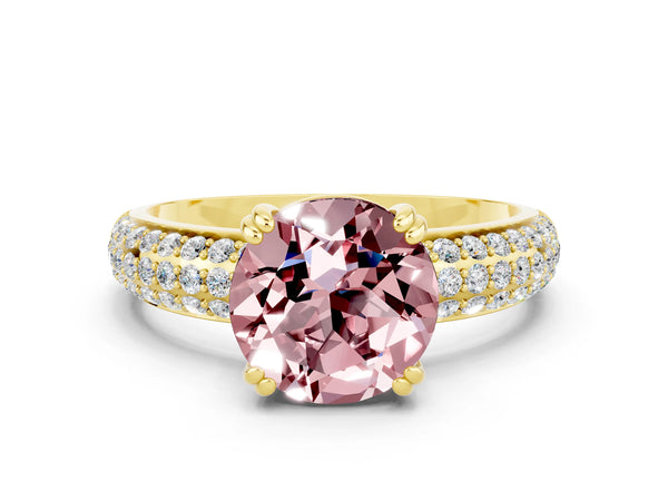 Yellow gold Round Cut Cut Diamond Milgrain Marquise Band with Prong Setting