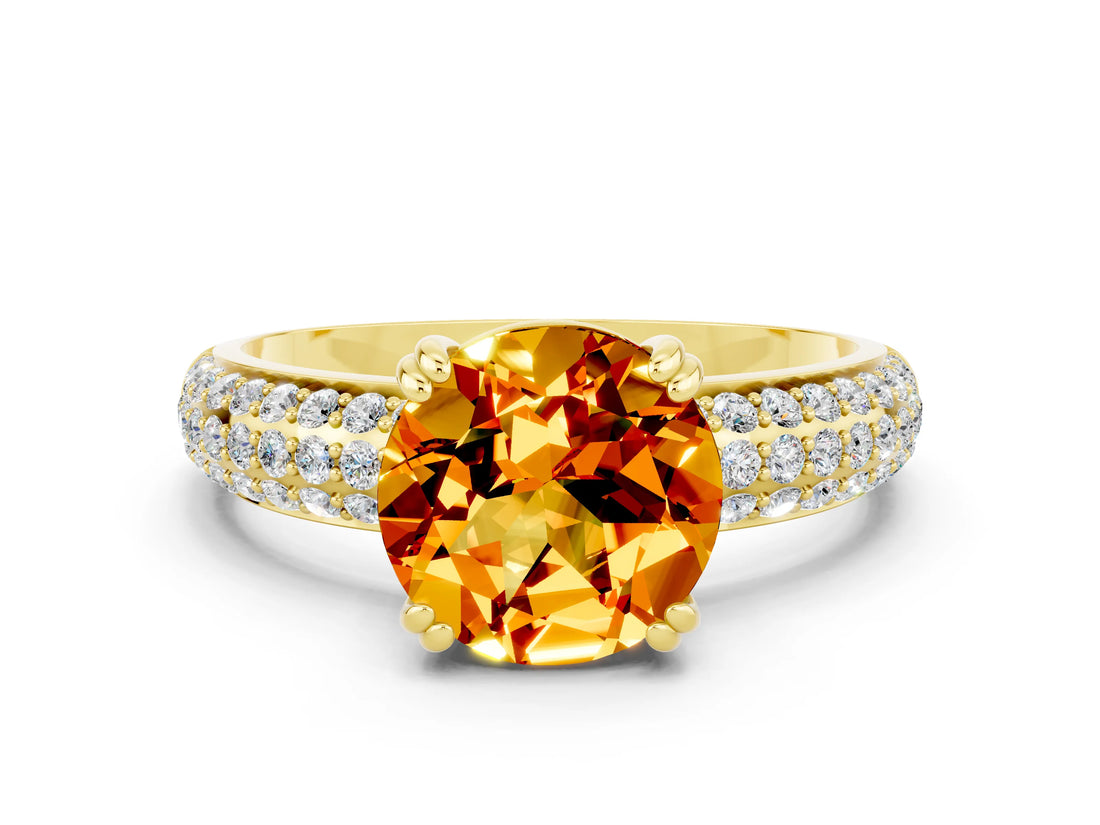 Yellow gold Round Cut Cut Diamond Milgrain Marquise Band with Prong Setting