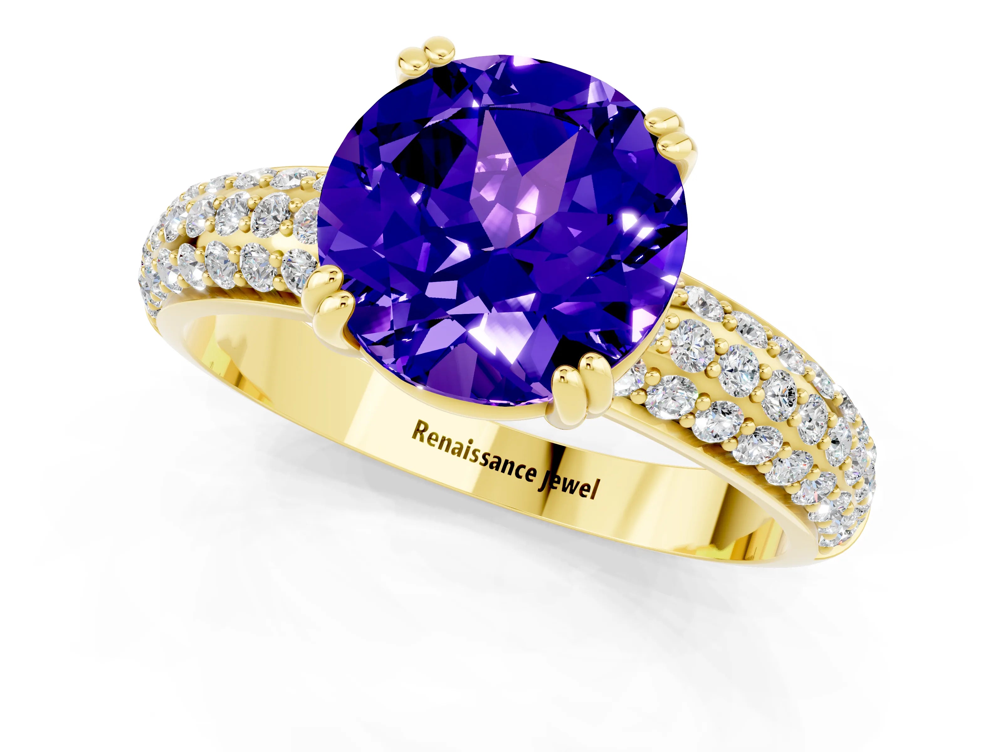 Yellow gold Round Cut Cut Diamond Milgrain Marquise Band with Prong Setting_1