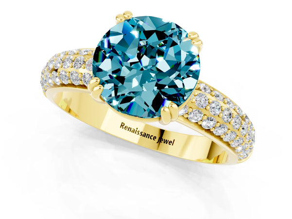 Yellow gold Round Cut Cut Diamond Milgrain Marquise Band with Prong Setting