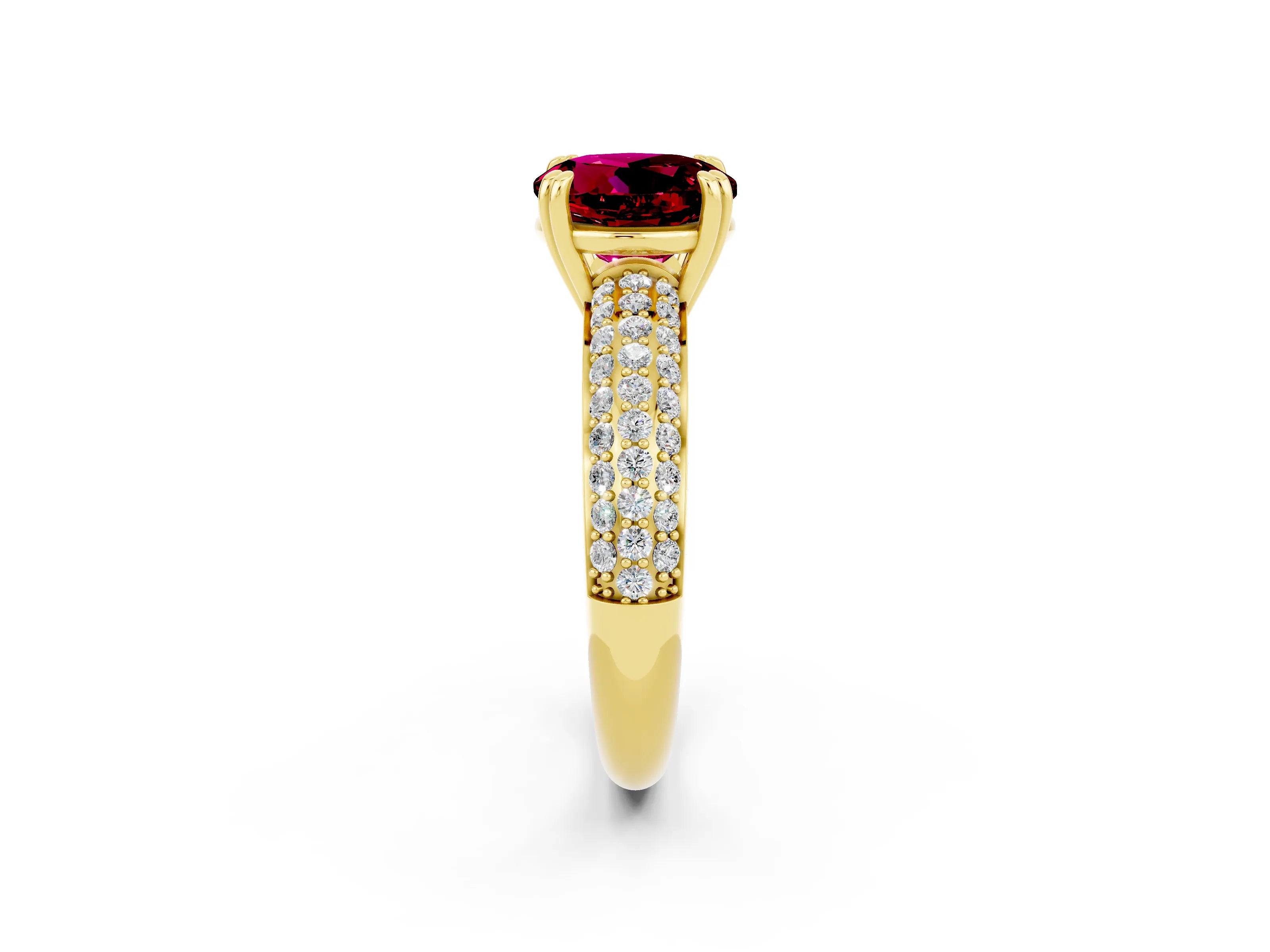 Yellow gold Round Cut Cut Diamond Milgrain Marquise Band with Prong Setting_2